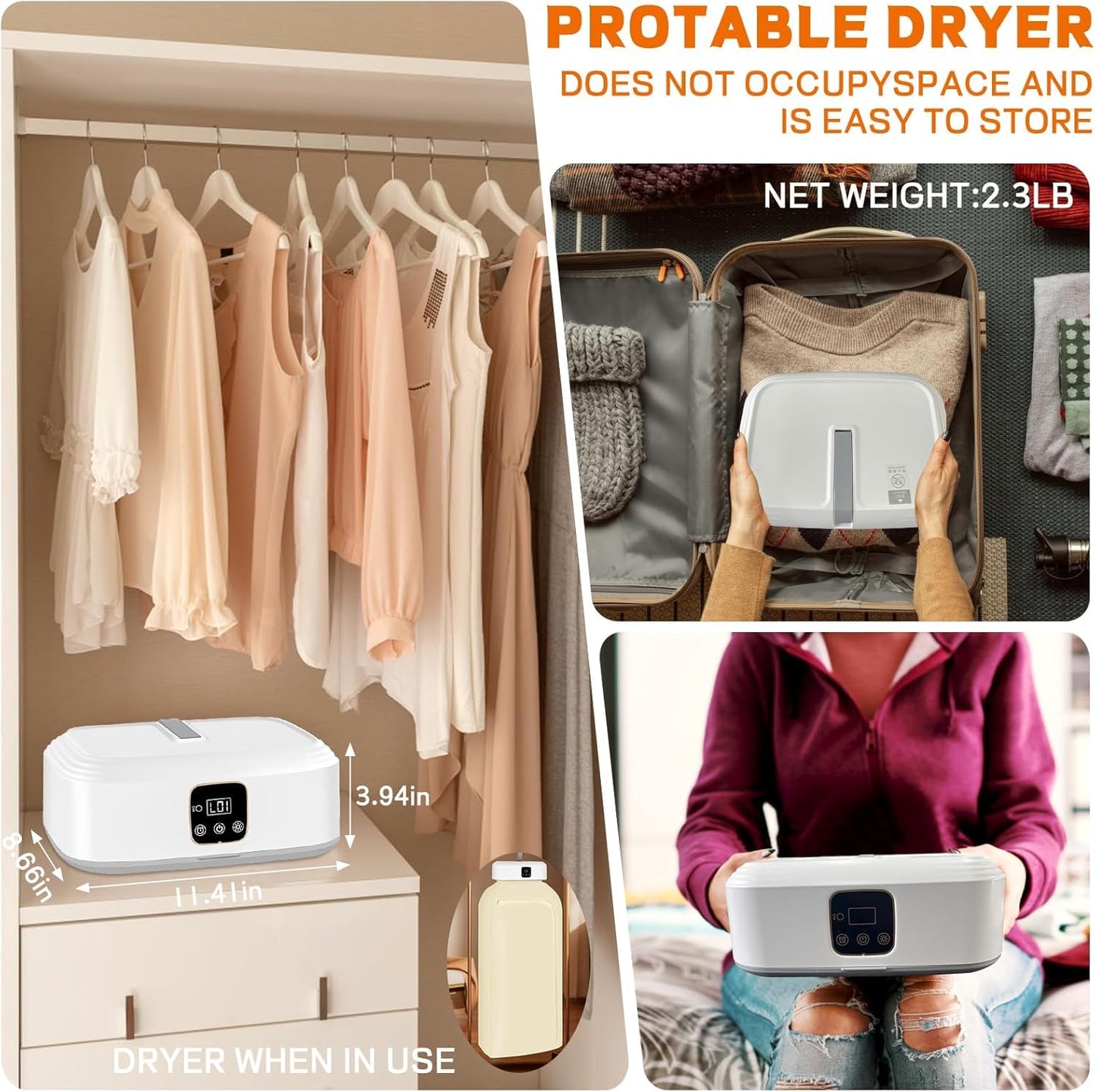Electric Clothes Dryer, Portable Folding Clothes Dryer with Two Heating Mode, TheGrabify®
